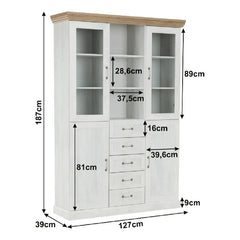 Royal W2S vitrina cu 5 sertare si 4 usi W2D , bufet Royal , pin nordic/stejar sălbatic