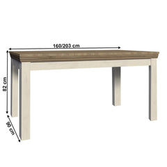 Royal ST masă extensibilă pentru dining, pin nordic/stejar sălbatic, 160-203x90 cm