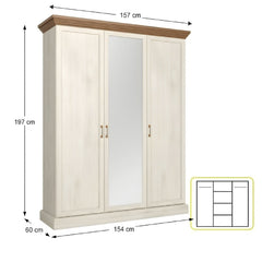 Royal S3D dulap cu 3 usi , pin nordic/ stejar sălbatic