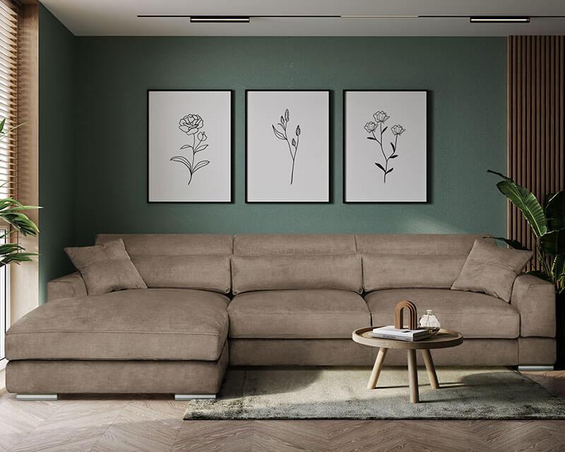 COLTAR SALIA , COLTAR CU SEZLONG EXTENSIBIL , 3 LOCURI , SPATIU DE DEPOZITARE , TETIERE REGLABILE